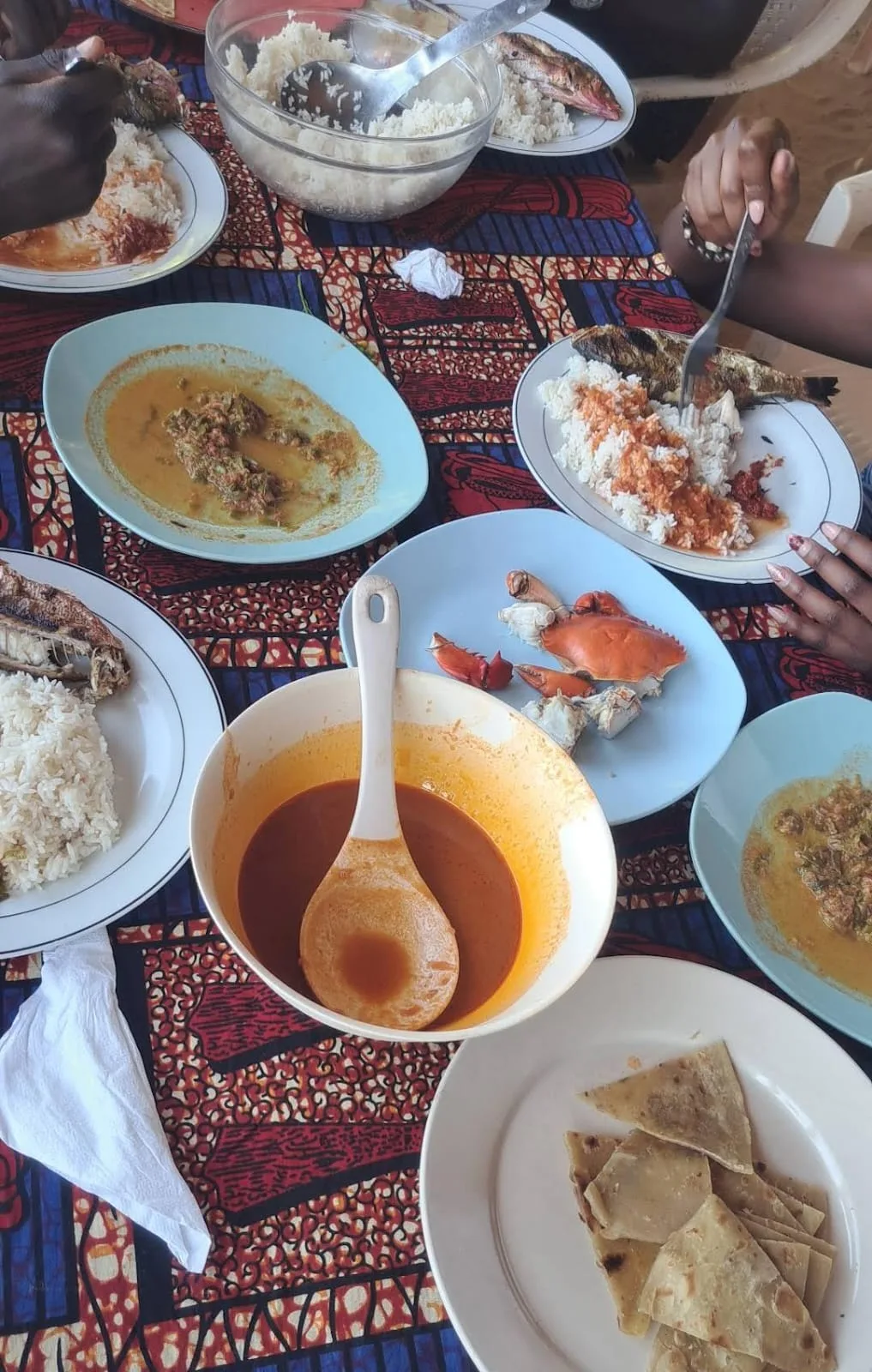 Traditional Swahili lunch spread